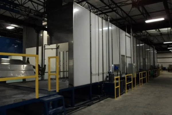 Full-length polypropylene washer housing with a yellow access platform